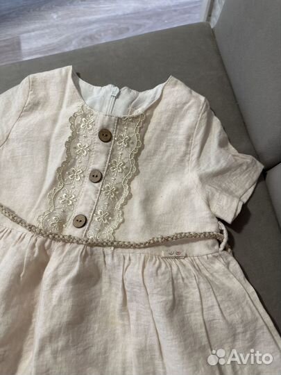 Платье детское на годик, 80-86 бежевое
