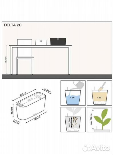 Кашпо lechuza delta 20