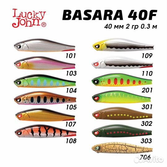 Воблеры плавающие Lucky John Pro Series Basara 40