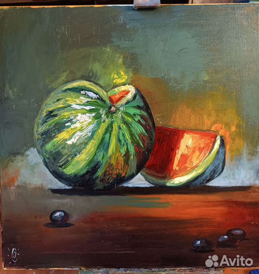Картина маслом натюрморт с арбузом