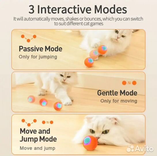 Умный интерактивный мяч для кошек