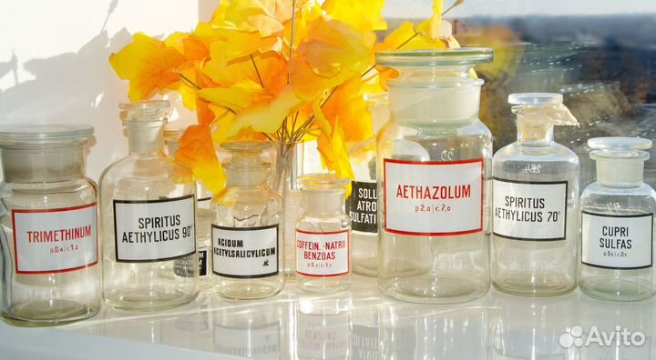 Винтажная ретро медицинская банка, штанглас