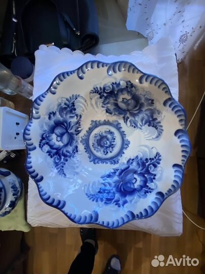 Ваза для фруктов гжель