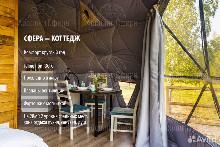Геокупол D6 Всесезонный домик для глэмпинга