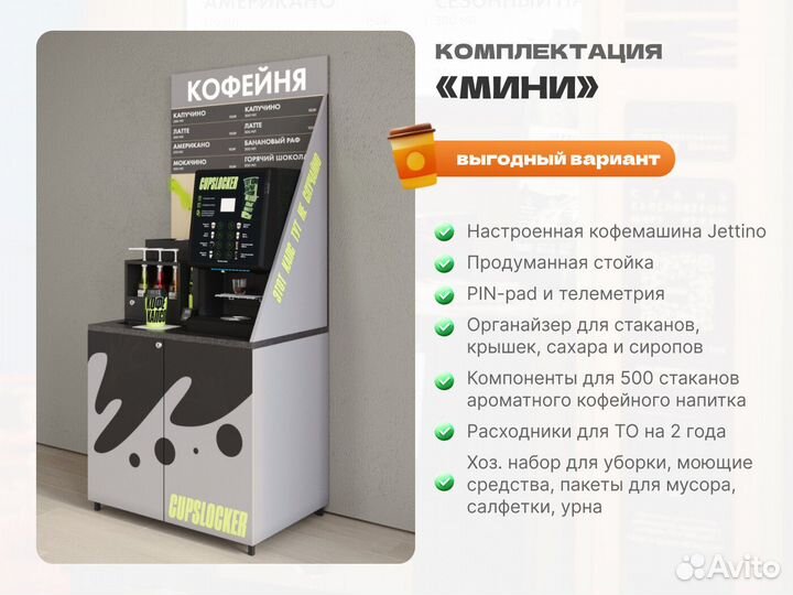 Франшиза кофейни самообслуживания, прибыль 70+ тр