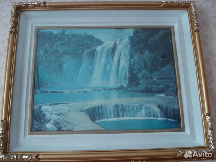 Картина обьемная водопад пейзаж и обьемная Сакура