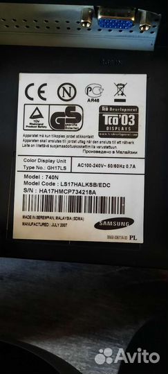 Монитор samsung 740n