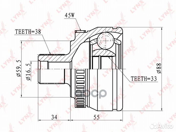 Шрус наружный перед прав/лев CO1203A lynxauto