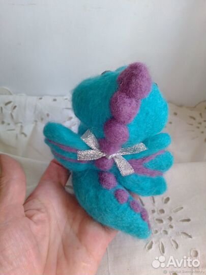 Дракон Незабудка подарок валяный из шерсти