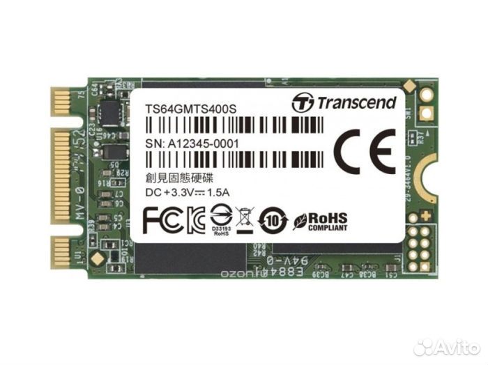 Твердотельный диск 64GB Transcend MTS400S M.2 SAT