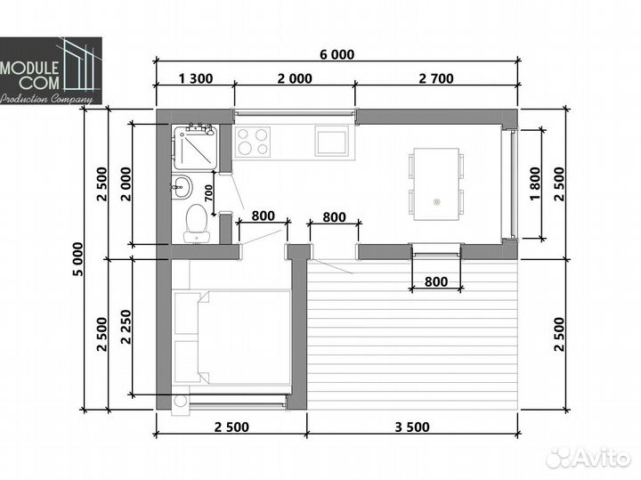 Модульный дом 30 м2 с открытой террасой под ключ
