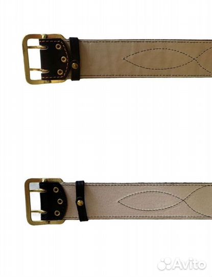 Ремень двойная натуральная кожа с бляхой латунь