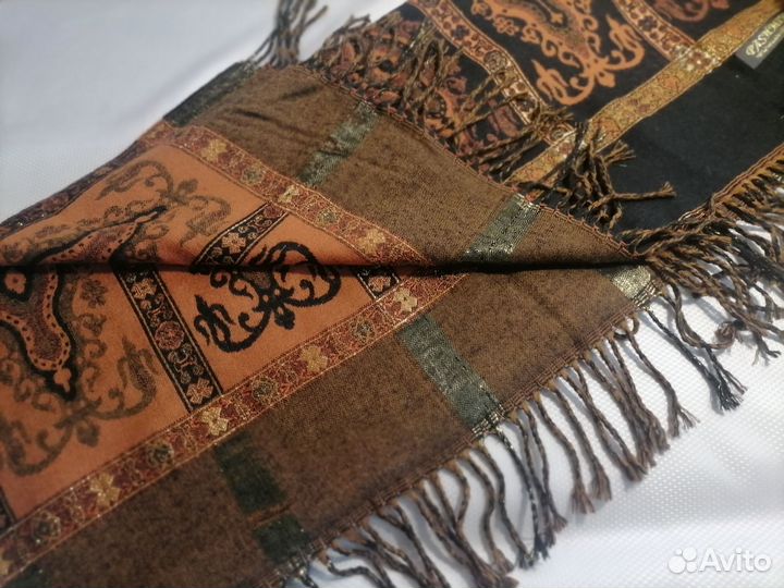 Палантин кашемир пашмина двухсторонний с рюлексом