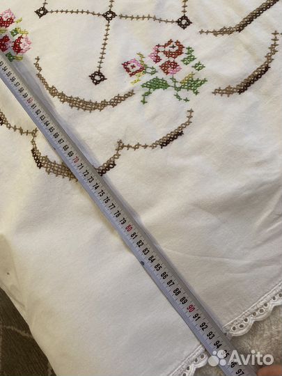 Скатерть винтаж хлопок вышивка ручная (мулине)