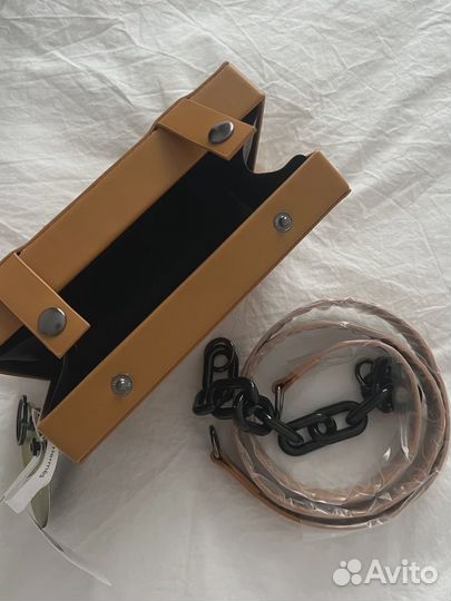 Мужская сумка через плечо квадратная коричневая