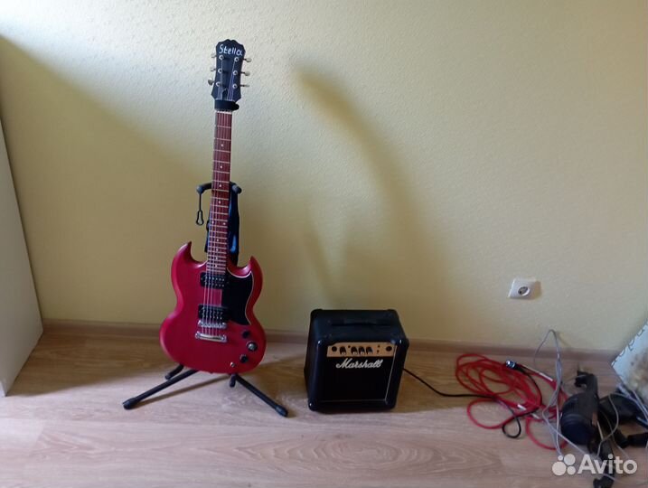 Электро гитара epiphone с комбиком marshall