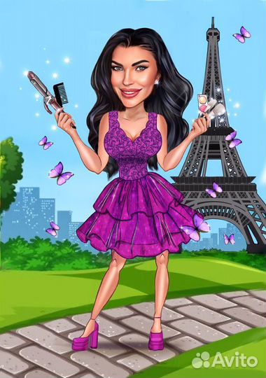 Арт портрет шарж подарок на день рождения