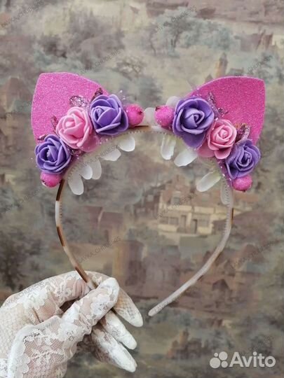 Ободок-ушки,ручной работы