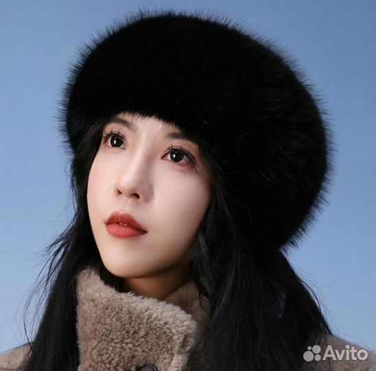 Меховая повязка на голову черная