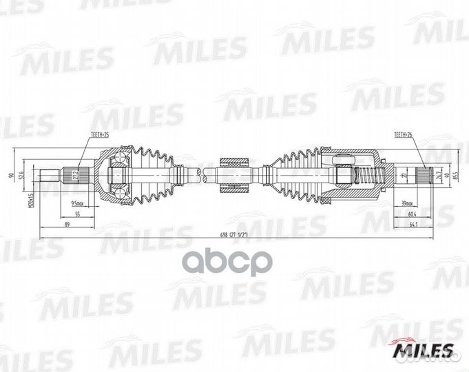 GC01164 miles Привод в сборе передний левый GC0