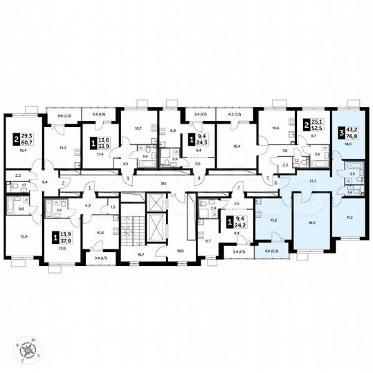3-к. квартира, 76,8 м², 4/20 эт.