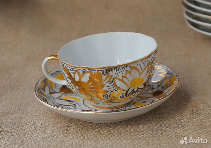 Чайная пара лфз костяной фарфор Осень Ромашки
