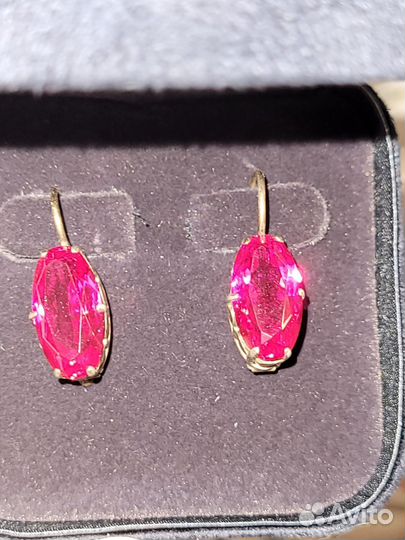 Серьги серебро СССР с рубином