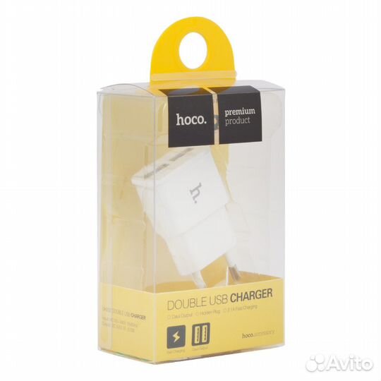 Блок питания hoco UH202 с 2 USB портами 2.4A белый