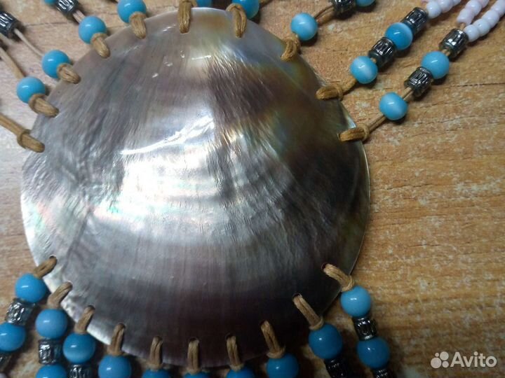 Колье ожерелье с натуральной ракушки