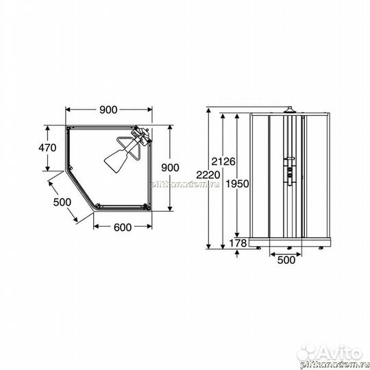 Ido Showerama 4985022909 Душевая кабина профиль белый,прозрачное стекло