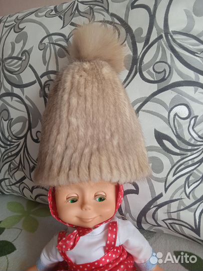 Шапка норковая вязаная