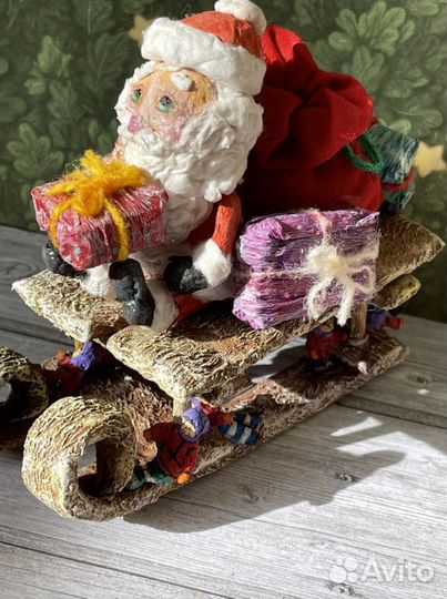 Дед мороз Ватная ёлочная игрушка в стиле СССР