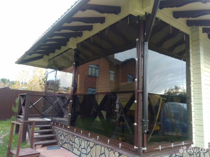 Мягкие окна безрамное остекление беседки, гаражи