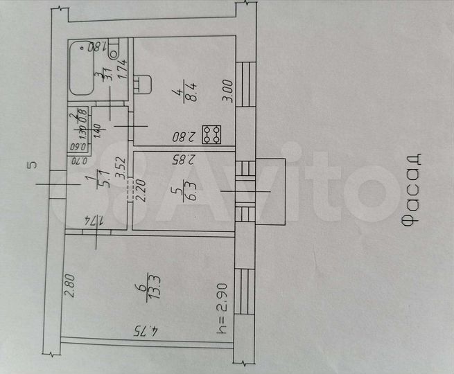 2-к. квартира, 37 м², 2/2 эт.