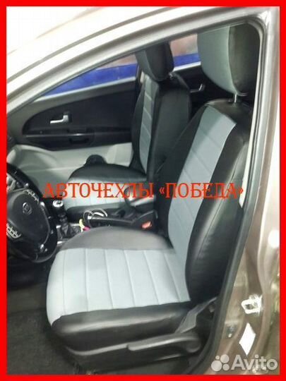 Чехлы Kia Ceed 1 из экокожи чёрно-серые Классика