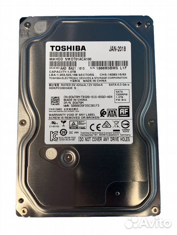 Жесткий диск Dell 1Tb DT01ACA100 0CW76M sataiii