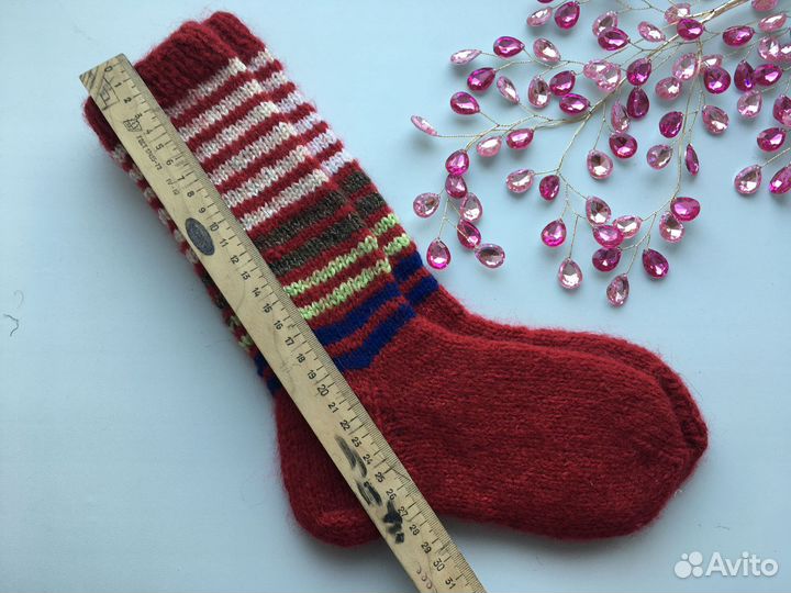 Носки (гольфы) ручная вязка, шерсть, (19 см)