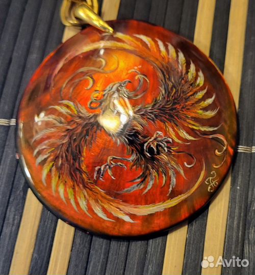 Колье огненный Финист Миниатюрная роспись