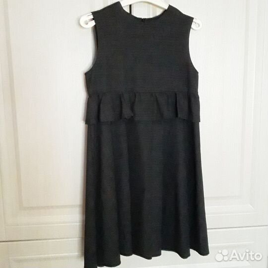 Школьный сарафан 134 серого цвета