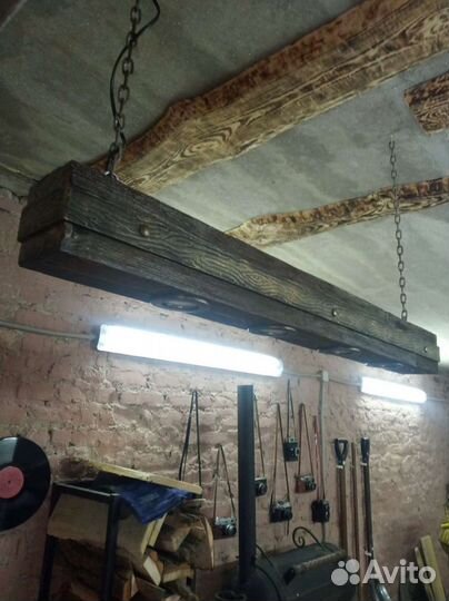 Люстра светильник из дерева (Loft) Лофт для бани