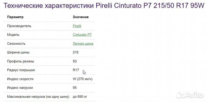 Pirelli Cinturato P7 215/50 R17 95W