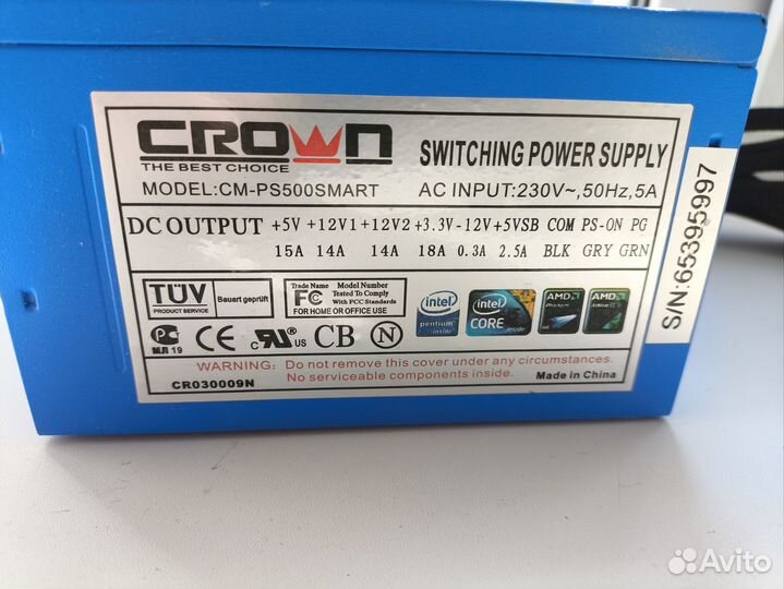Блок питания 500w crown