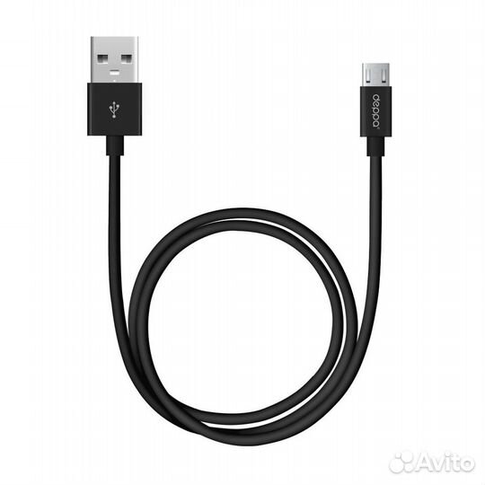 Кабель Deppa USB-A – microUSB, 1.2м, черный