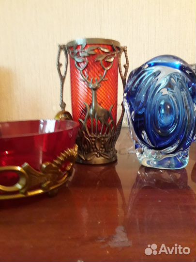 Ваза цветное стекло СССР. Цветной хрусталь