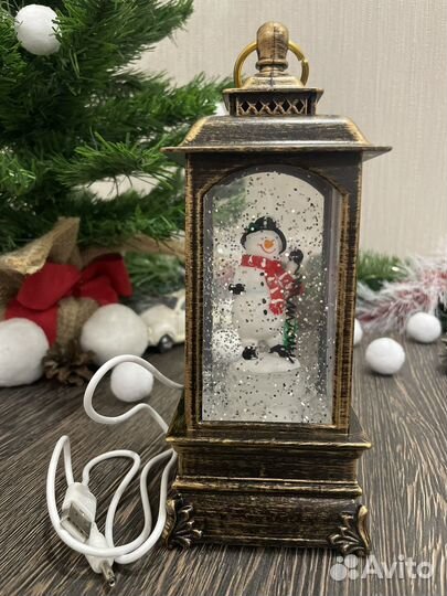 Новогодний фонарь светильник Снеговик