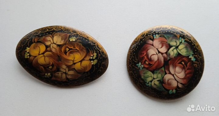 Винтажные броши лаковая миниатюра