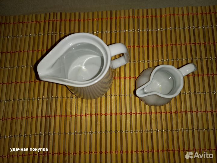 Соусник и сливочник, молочник белый