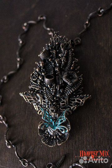 Комплект авторских украшений. Литье. Бронза