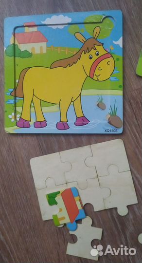 Деревянные пазлы и вкладыши