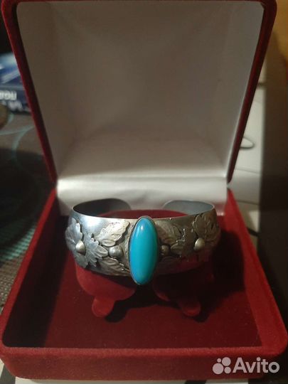 Браслет, 18см, медицинский сплав с бирюзой